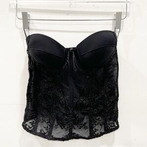 Felina Lingerie Black Strapless Sheer Lace Corset Top Black Size 34B